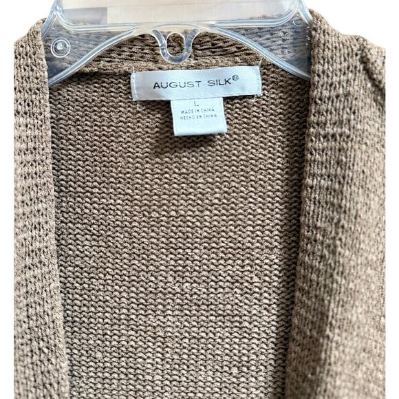 August Silk Tan Knit Cardigan - Size Large - Picture 3 of 7